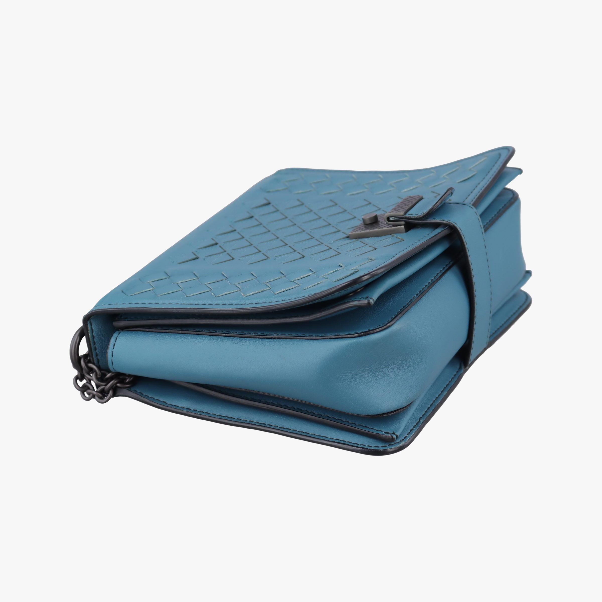 Pre-owned Bottega Veneta Intrecciato Runaway Blue lambskin  shoulderbag | stylenewstar