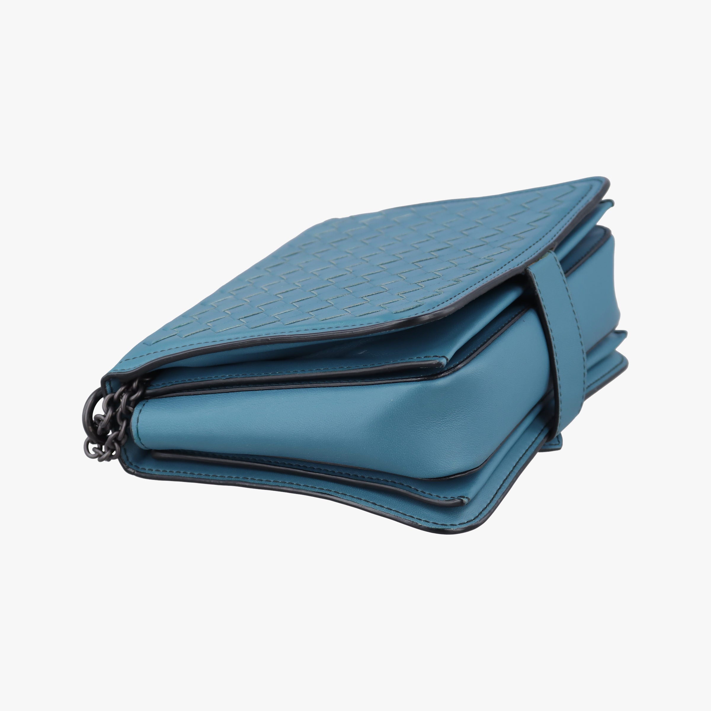 Pre-owned Bottega Veneta Intrecciato Runaway Blue lambskin  shoulderbag | stylenewstar