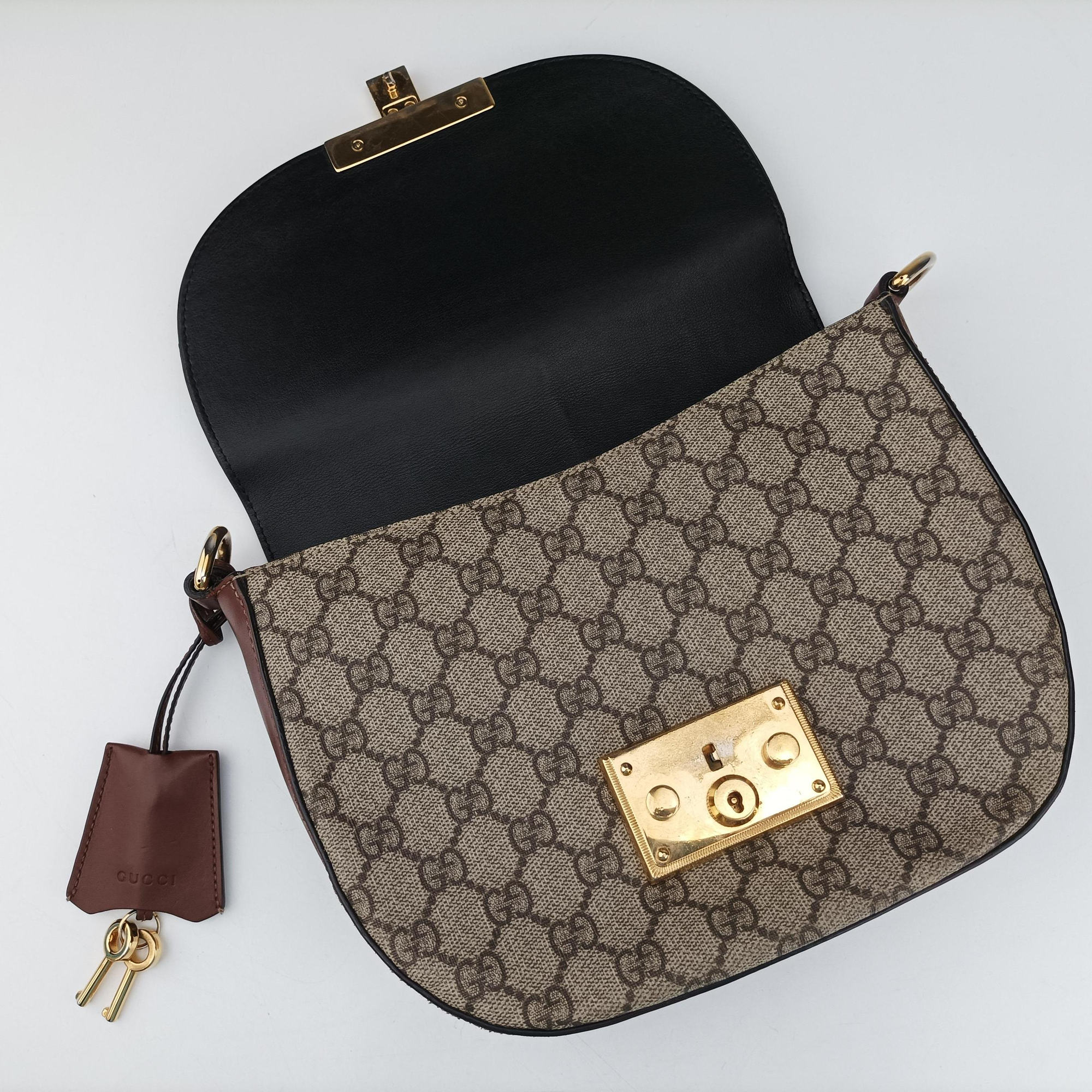 Vintage Gucci Padlock Guccissima Beige×Black PVC coated canvas×Leather 453189 shoulderbag | stylenewstar