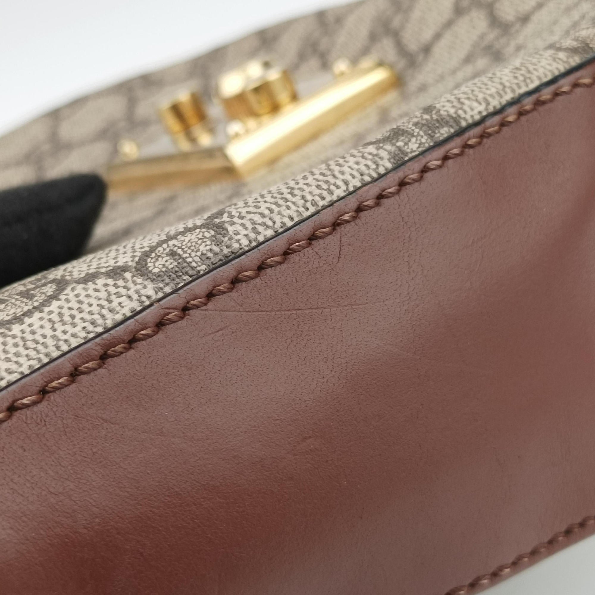 Vintage Gucci Padlock Guccissima Beige×Black PVC coated canvas×Leather 453189 shoulderbag | stylenewstar
