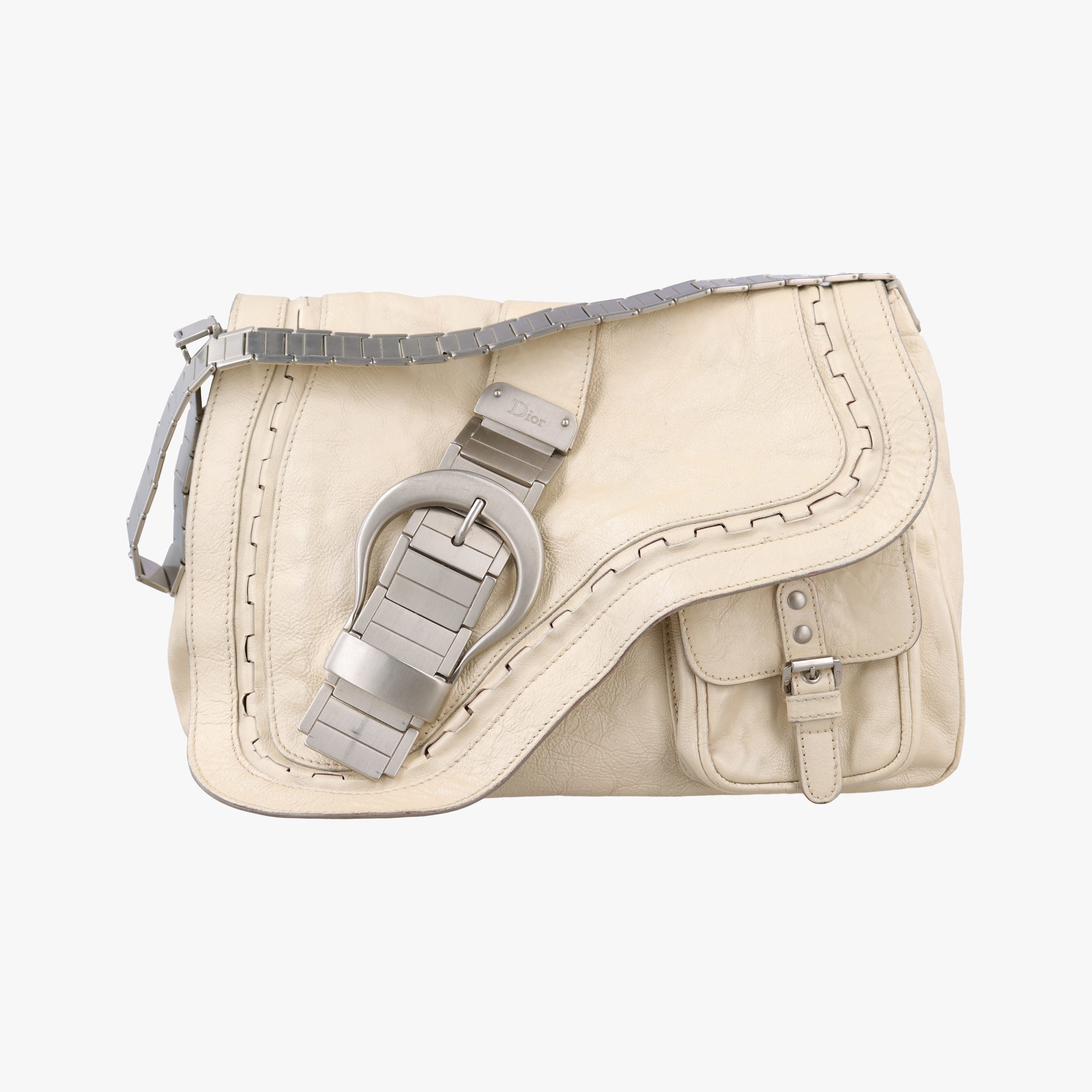 Vintage Christian Dior Gaucho White Leather  shoulderbag | stylenewstar