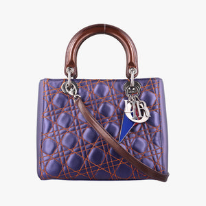 Pre-owned Christian Dior Lady Dior Purple×Orange×Brown Lambskin  shoulderbag | stylenewstar