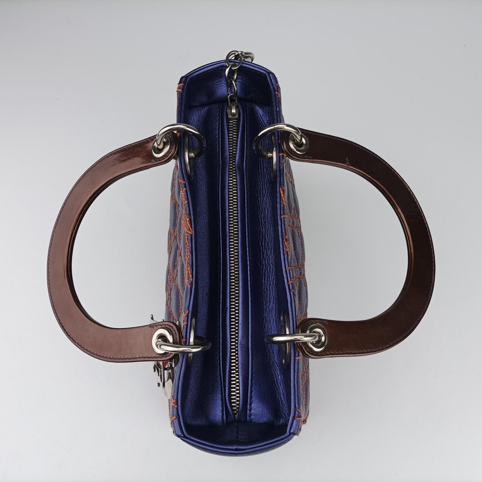 Pre-owned Christian Dior Lady Dior Purple×Orange×Brown Lambskin  shoulderbag | stylenewstar