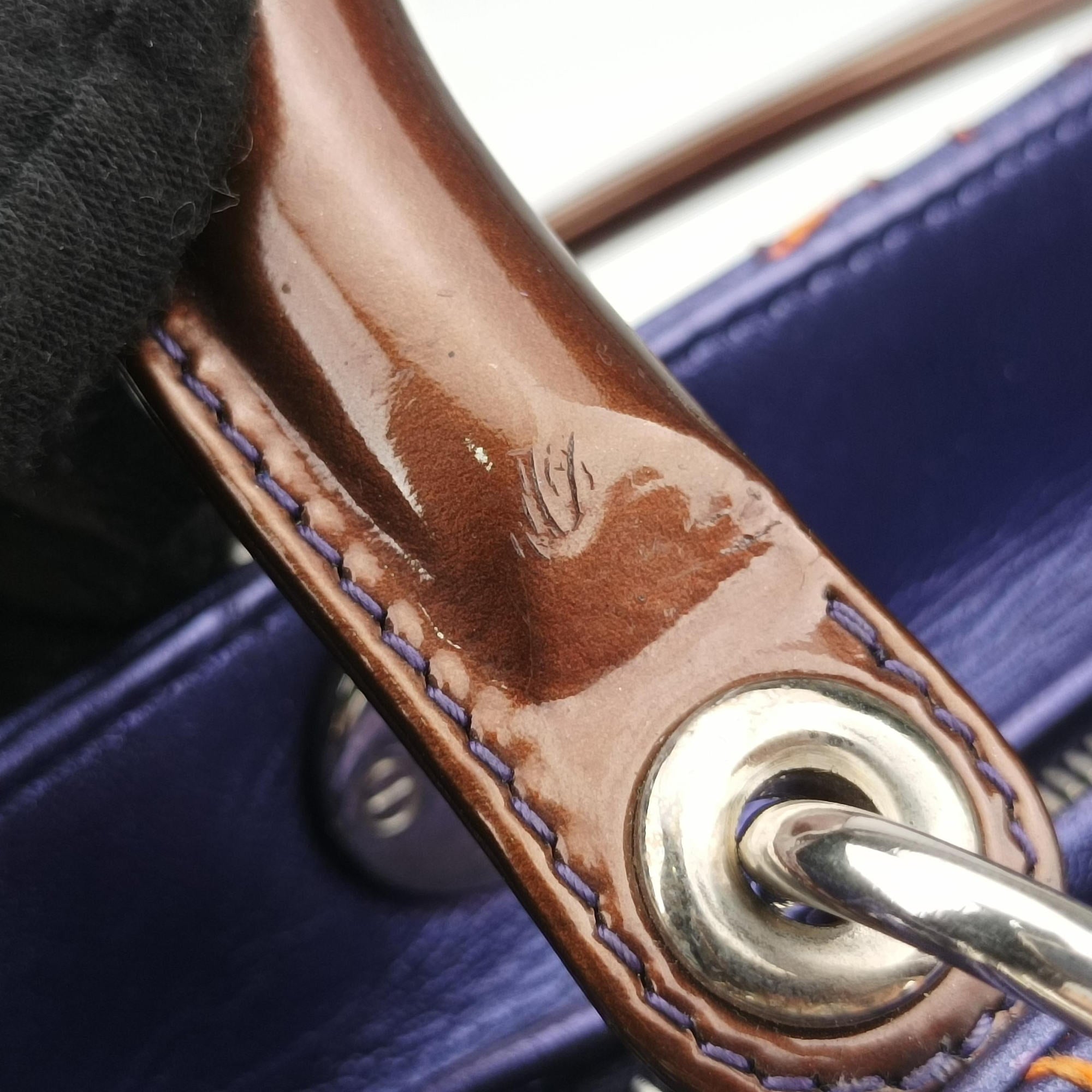 Pre-owned Christian Dior Lady Dior Purple×Orange×Brown Lambskin  shoulderbag | stylenewstar