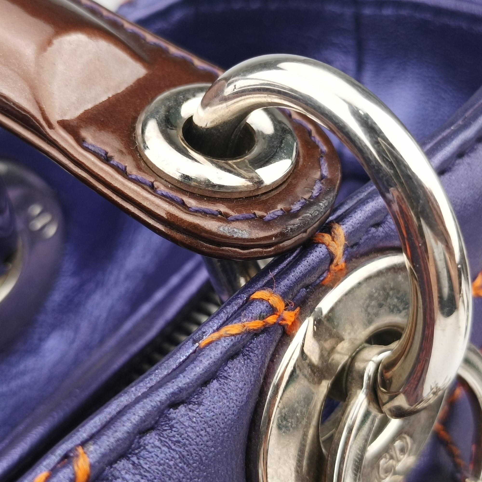 Pre-owned Christian Dior Lady Dior Purple×Orange×Brown Lambskin  shoulderbag | stylenewstar