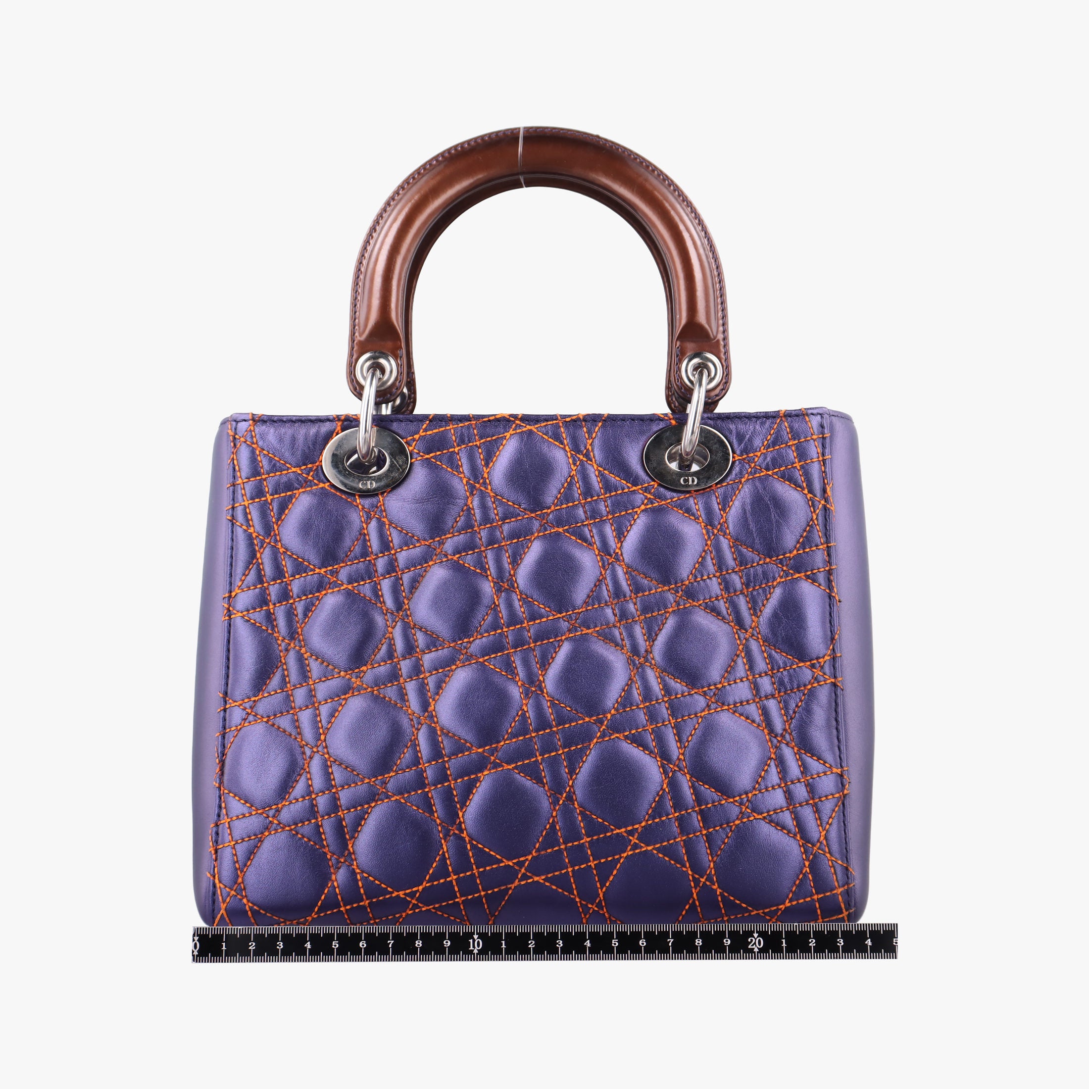 Pre-owned Christian Dior Lady Dior Purple×Orange×Brown Lambskin  shoulderbag | stylenewstar