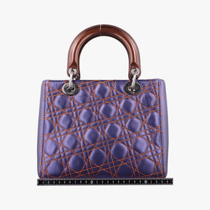 Pre-owned Christian Dior Lady Dior Purple×Orange×Brown Lambskin  shoulderbag | stylenewstar