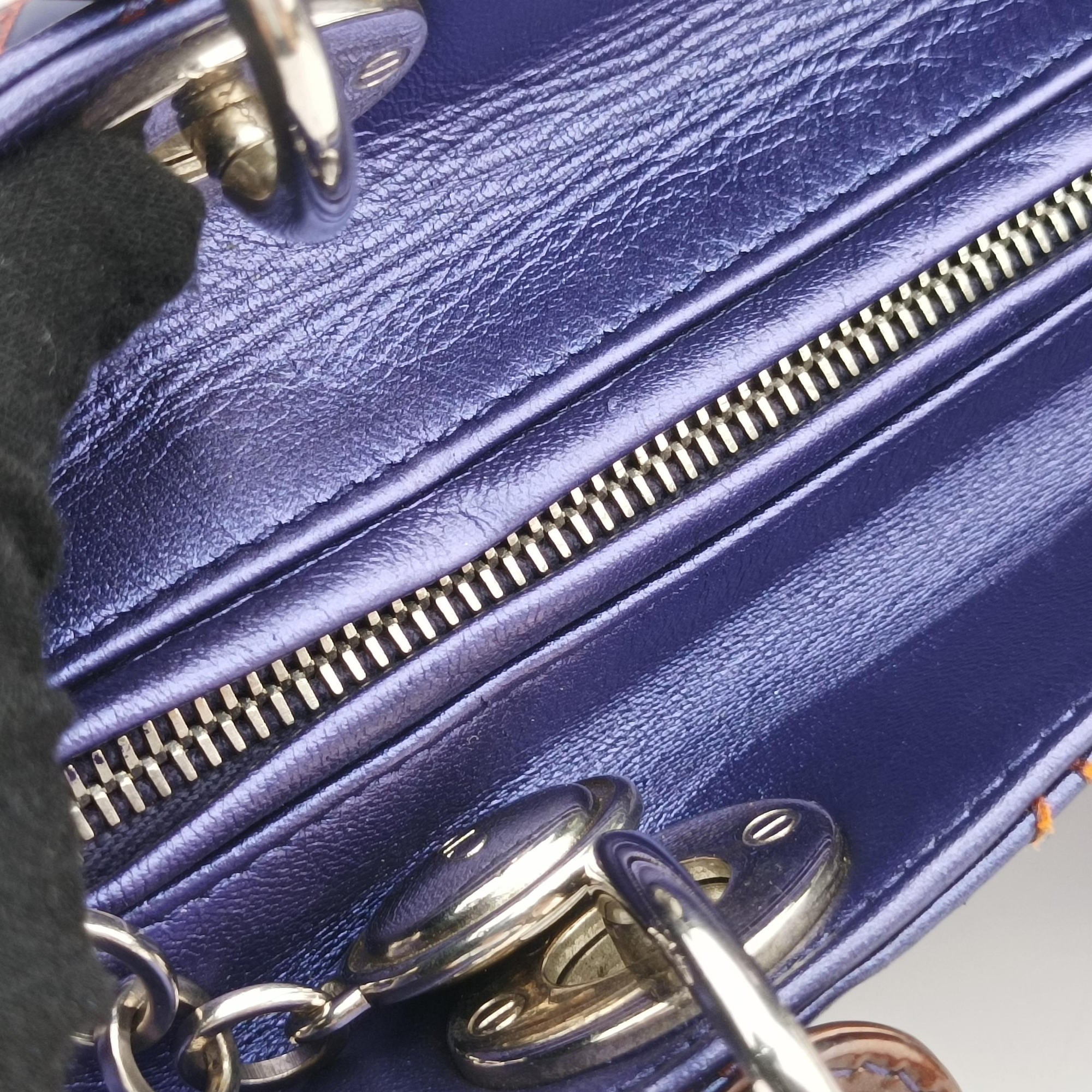 Pre-owned Christian Dior Lady Dior Purple×Orange×Brown Lambskin  shoulderbag | stylenewstar