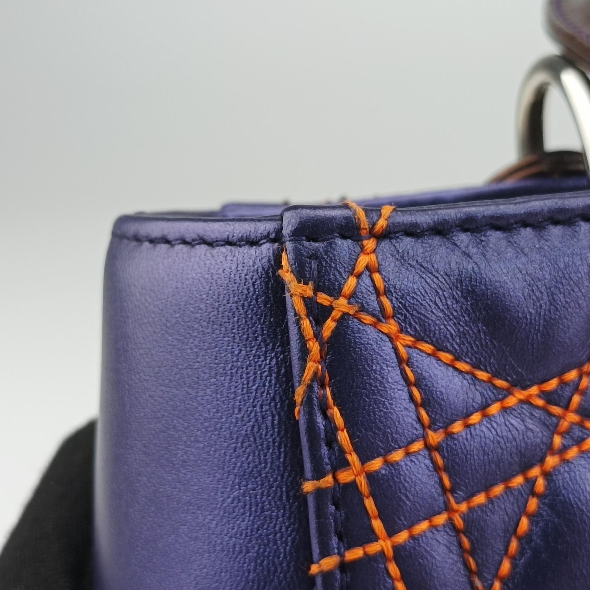 Pre-owned Christian Dior Lady Dior Purple×Orange×Brown Lambskin  shoulderbag | stylenewstar