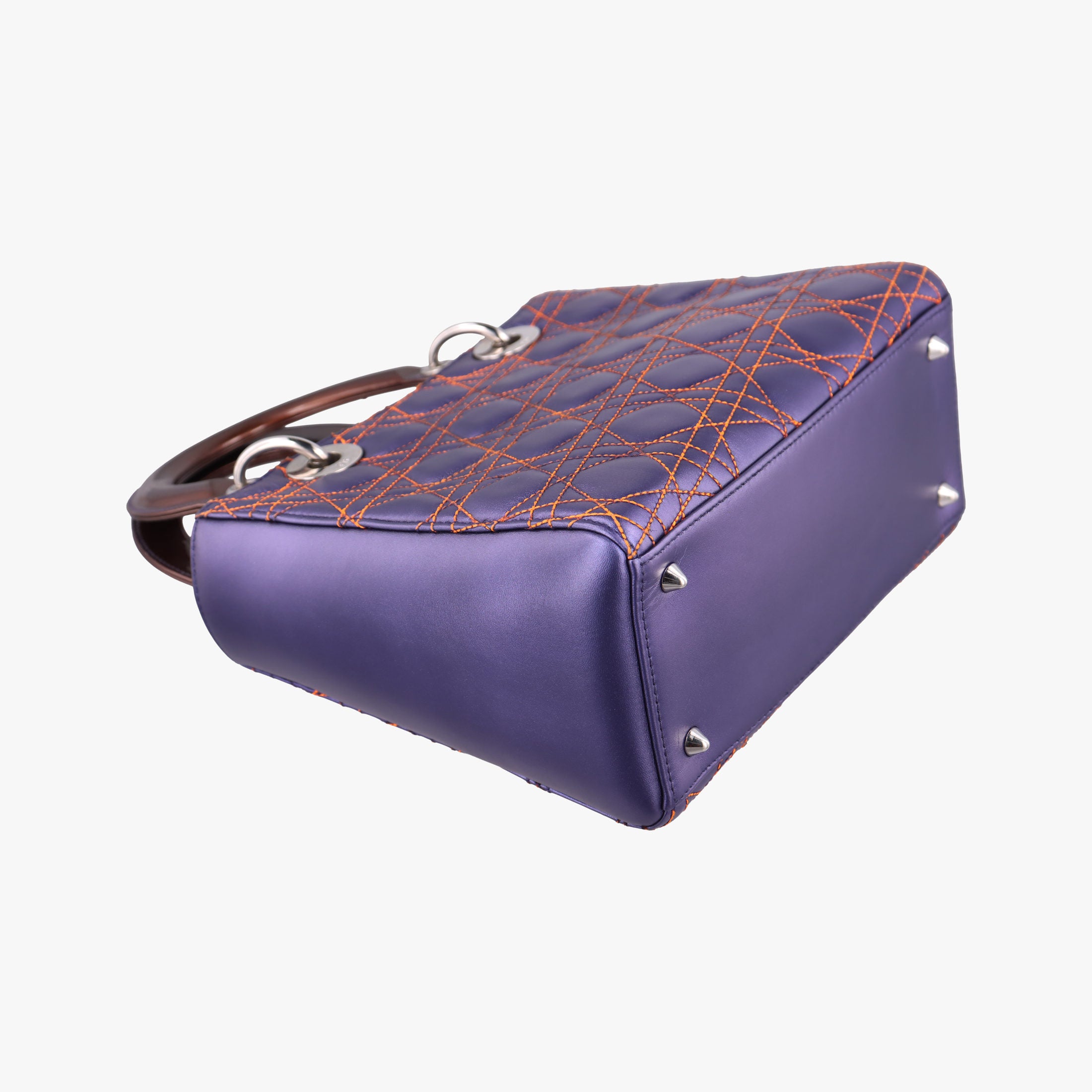 Pre-owned Christian Dior Lady Dior Purple×Orange×Brown Lambskin  shoulderbag | stylenewstar