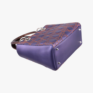 Pre-owned Christian Dior Lady Dior Purple×Orange×Brown Lambskin  shoulderbag | stylenewstar