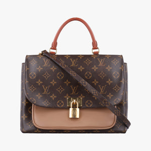 Pre-owned Louis Vuitton MARIGNAN brown×SESAME Monogram Canvas×calf leather M44544 shoulderbag | stylenewstar