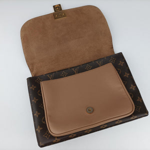 Pre-owned Louis Vuitton MARIGNAN brown×SESAME Monogram Canvas×calf leather M44544 shoulderbag | stylenewstar