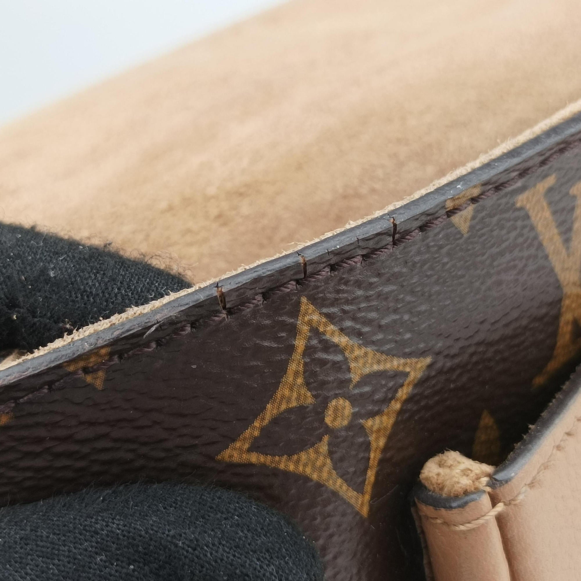 Pre-owned Louis Vuitton MARIGNAN brown×SESAME Monogram Canvas×calf leather M44544 shoulderbag | stylenewstar