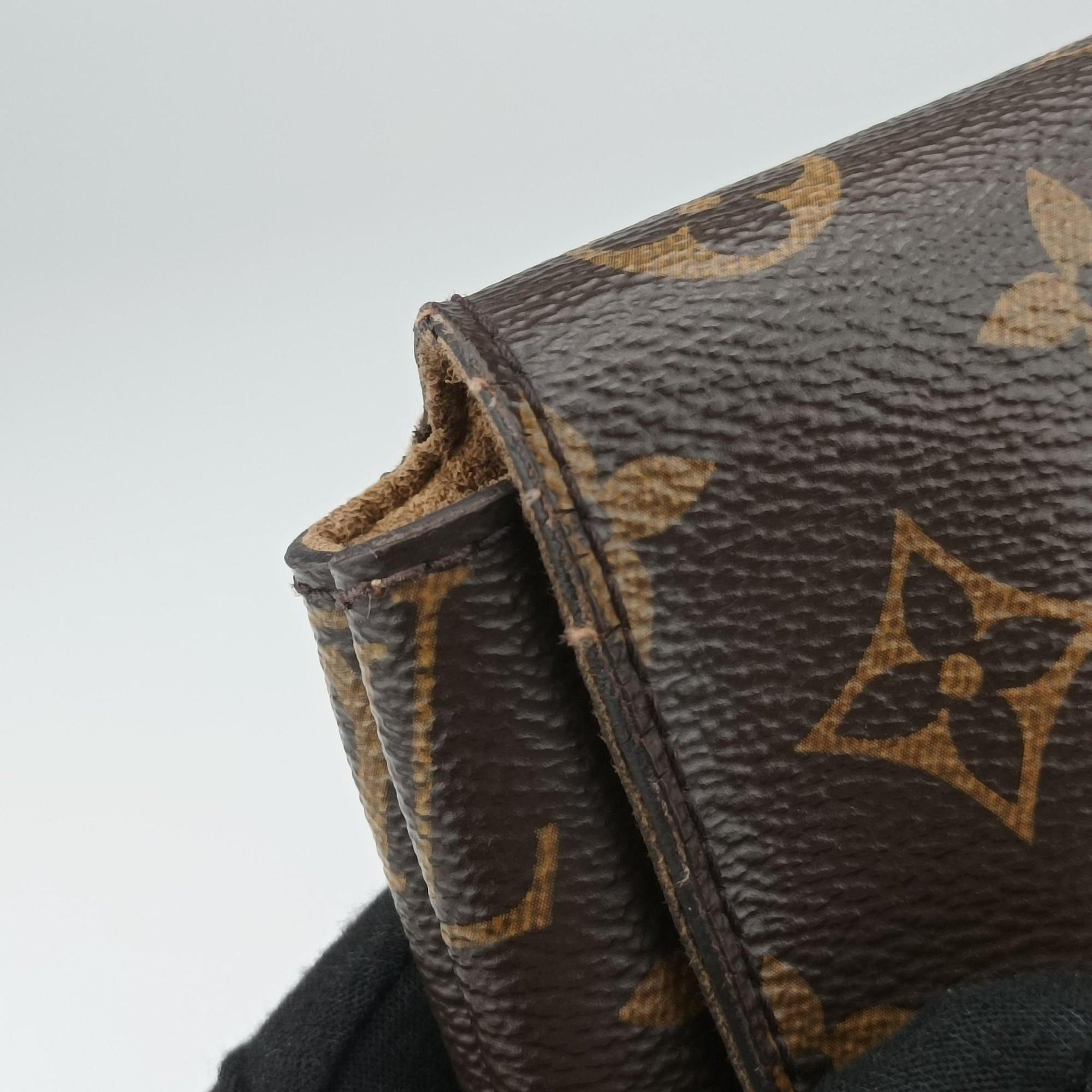 Pre-owned Louis Vuitton MARIGNAN brown×SESAME Monogram Canvas×calf leather M44544 shoulderbag | stylenewstar