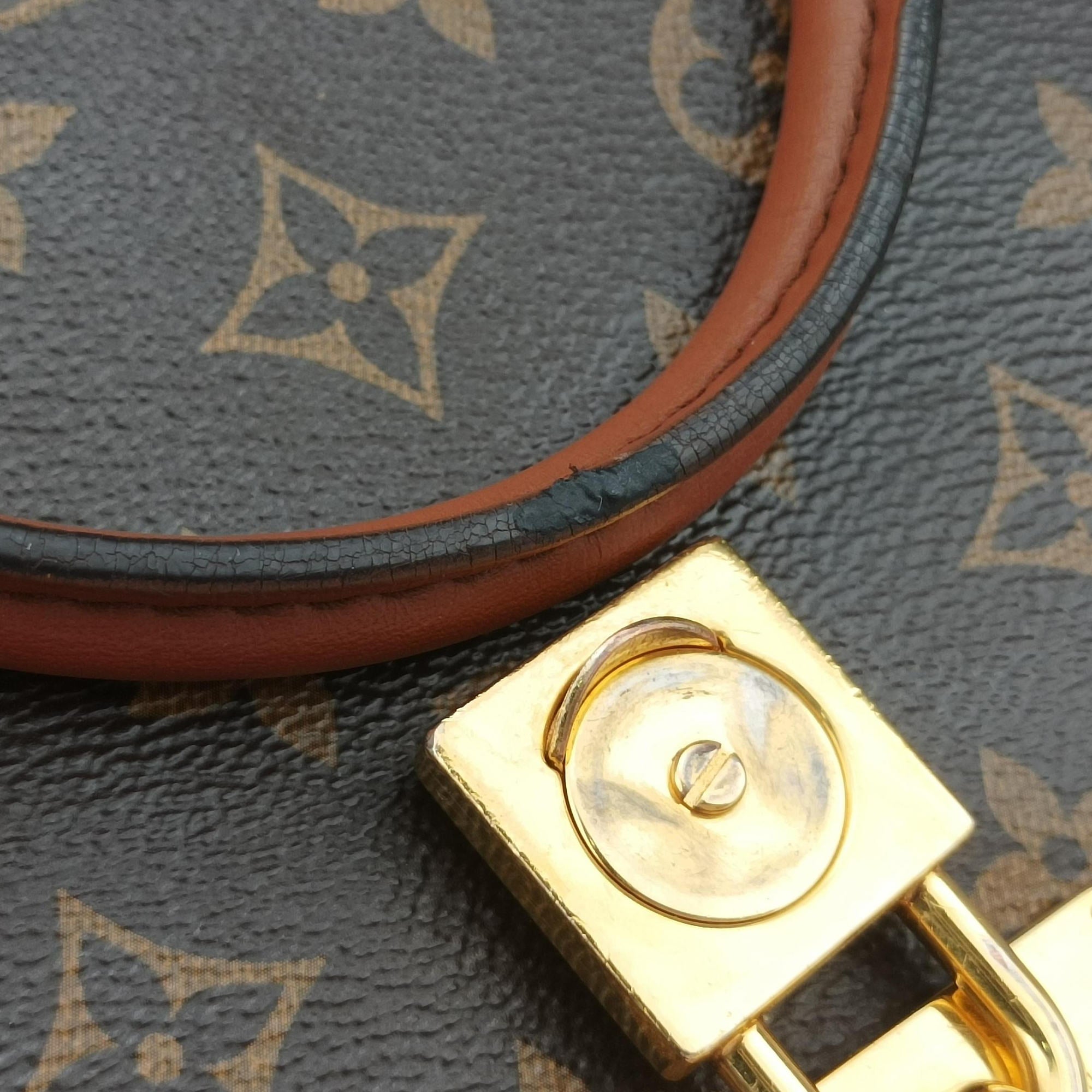 Pre-owned Louis Vuitton MARIGNAN brown×SESAME Monogram Canvas×calf leather M44544 shoulderbag | stylenewstar