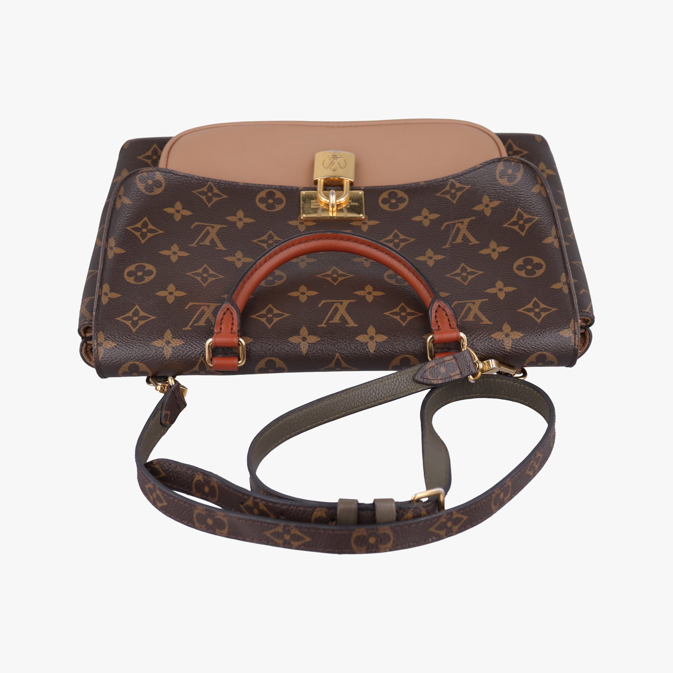 Pre-owned Louis Vuitton MARIGNAN brown×SESAME Monogram Canvas×calf leather M44544 shoulderbag | stylenewstar