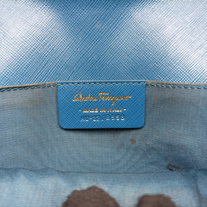 Pre-owned Ferragamo Ginny Vara Blue Leather  shoulderbag | stylenewstar