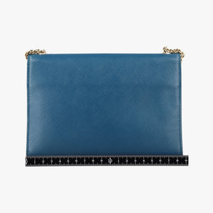 Pre-owned Ferragamo Ginny Vara Blue Leather  shoulderbag | stylenewstar
