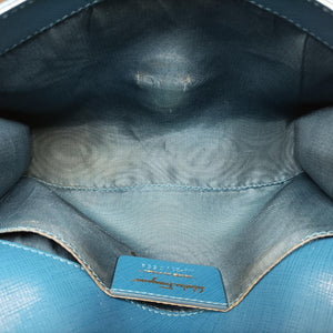 Pre-owned Ferragamo Ginny Vara Blue Leather  shoulderbag | stylenewstar