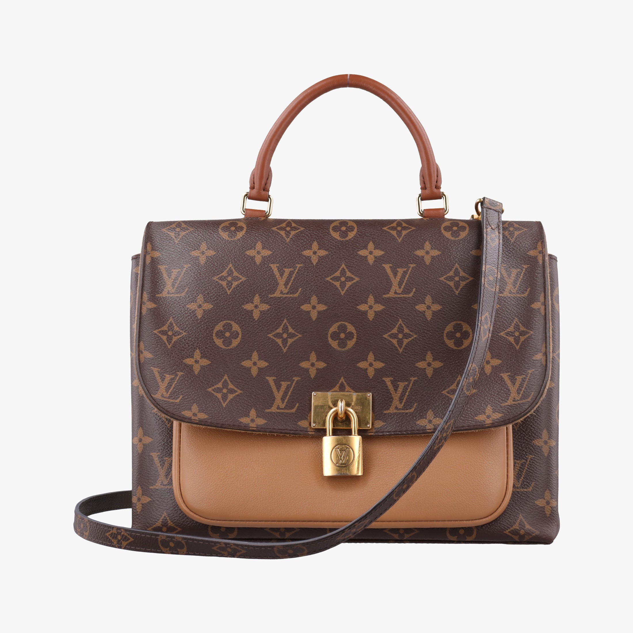 Secondhand Louis Vuitton MARIGNAN brown×SESAME Monogram Canvas×calf leather M44259 shoulderbag | stylenewstar