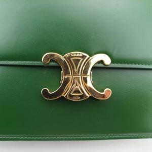 Pre-owned Celine Triomphe Green Leather  shoulderbag | stylenewstar