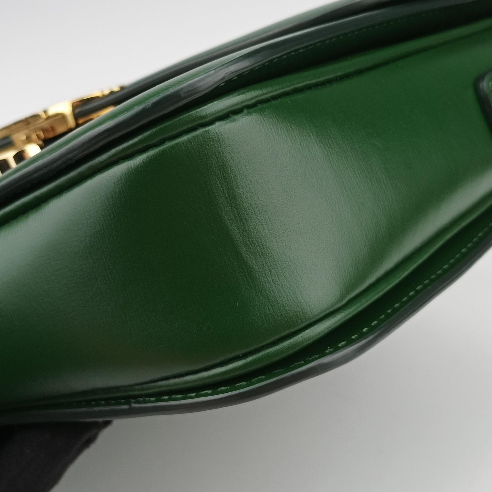 Pre-owned Celine Triomphe Green Leather  shoulderbag | stylenewstar