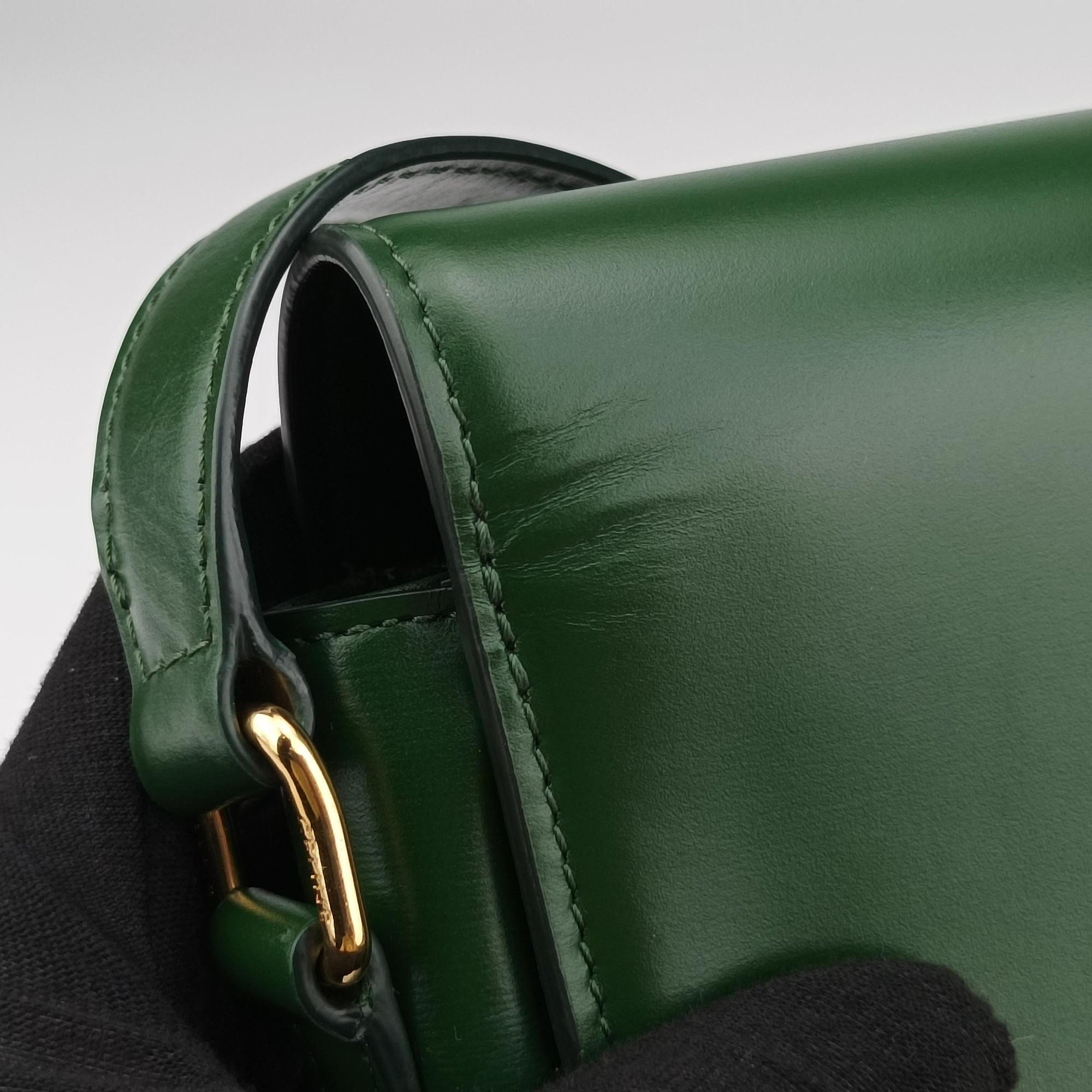 Pre-owned Celine Triomphe Green Leather  shoulderbag | stylenewstar