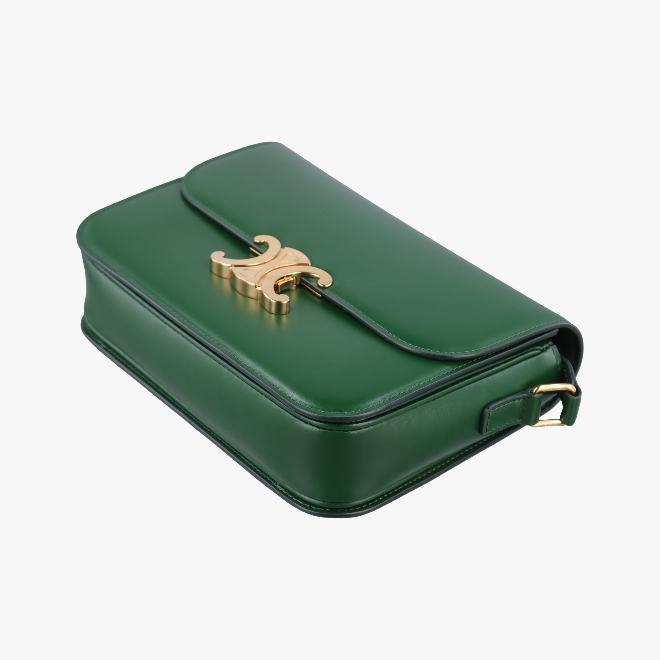 Pre-owned Celine Triomphe Green Leather  shoulderbag | stylenewstar