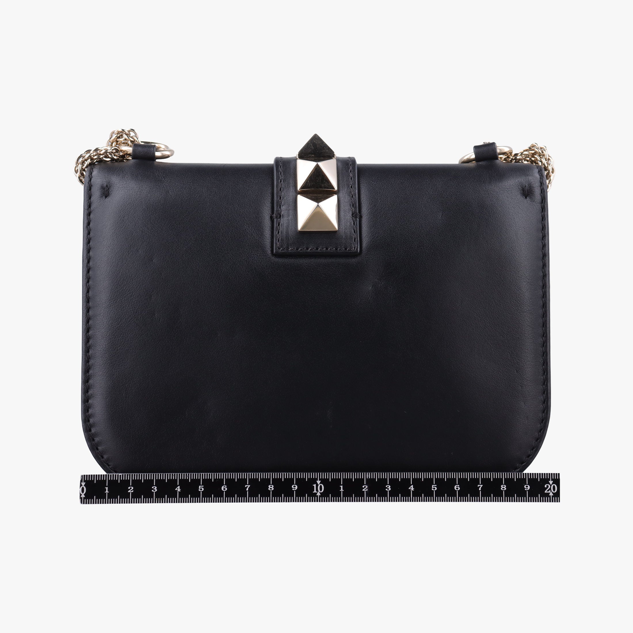 Pre-owned Valentino Rockstud Glam Lock Black Leather  shoulderbag | stylenewstar