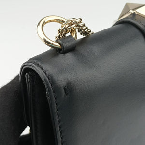 Pre-owned Valentino Rockstud Glam Lock Black Leather  shoulderbag | stylenewstar