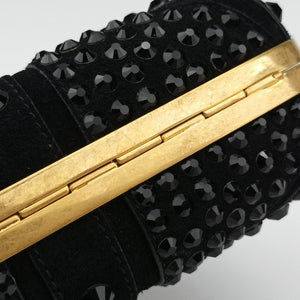 Pre-owned Alexander McQueen Studded Britannia Skull Box Black suede  clutchbag | stylenewstar