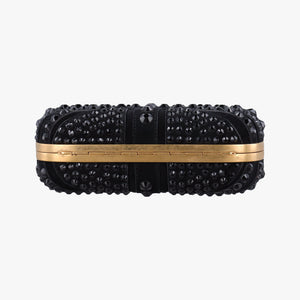 Pre-owned Alexander McQueen Studded Britannia Skull Box Black suede  clutchbag | stylenewstar