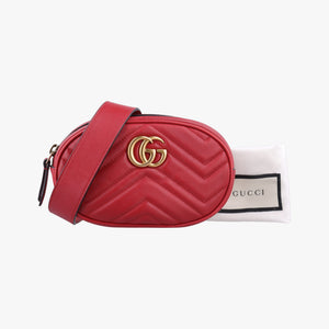 Pre-owned Gucci GG Marmont Red Leather 476434 bum bag/waist bag | stylenewstar