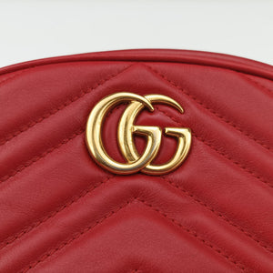 Pre-owned Gucci GG Marmont Red Leather 476434 bum bag/waist bag | stylenewstar