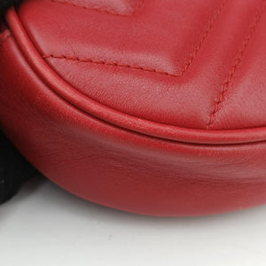 Pre-owned Gucci GG Marmont Red Leather 476434 bum bag/waist bag | stylenewstar