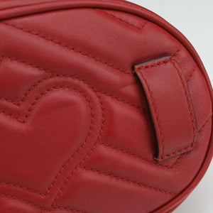 Pre-owned Gucci GG Marmont Red Leather 476434 bum bag/waist bag | stylenewstar