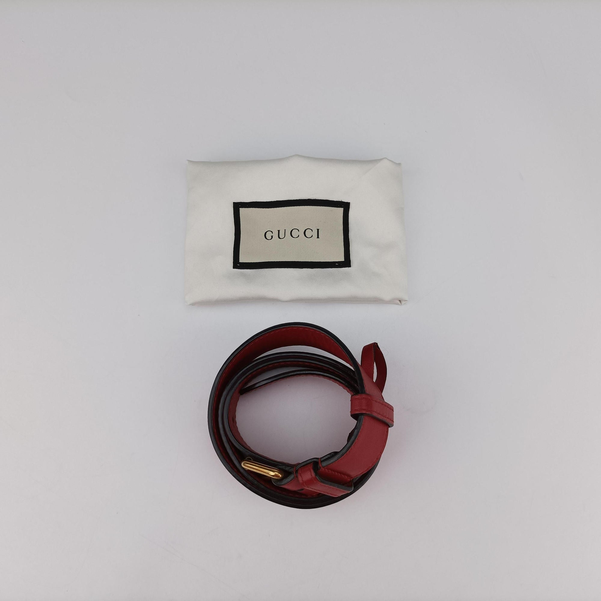 Pre-owned Gucci GG Marmont Red Leather 476434 bum bag/waist bag | stylenewstar