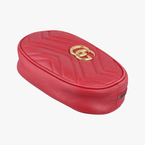 Pre-owned Gucci GG Marmont Red Leather 476434 bum bag/waist bag | stylenewstar