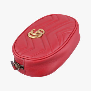 Pre-owned Gucci GG Marmont Red Leather 476434 bum bag/waist bag | stylenewstar