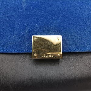 Pre-owned Celine Trapeze Blue ×beige ×Black Suede × leather  shoulderbag | stylenewstar