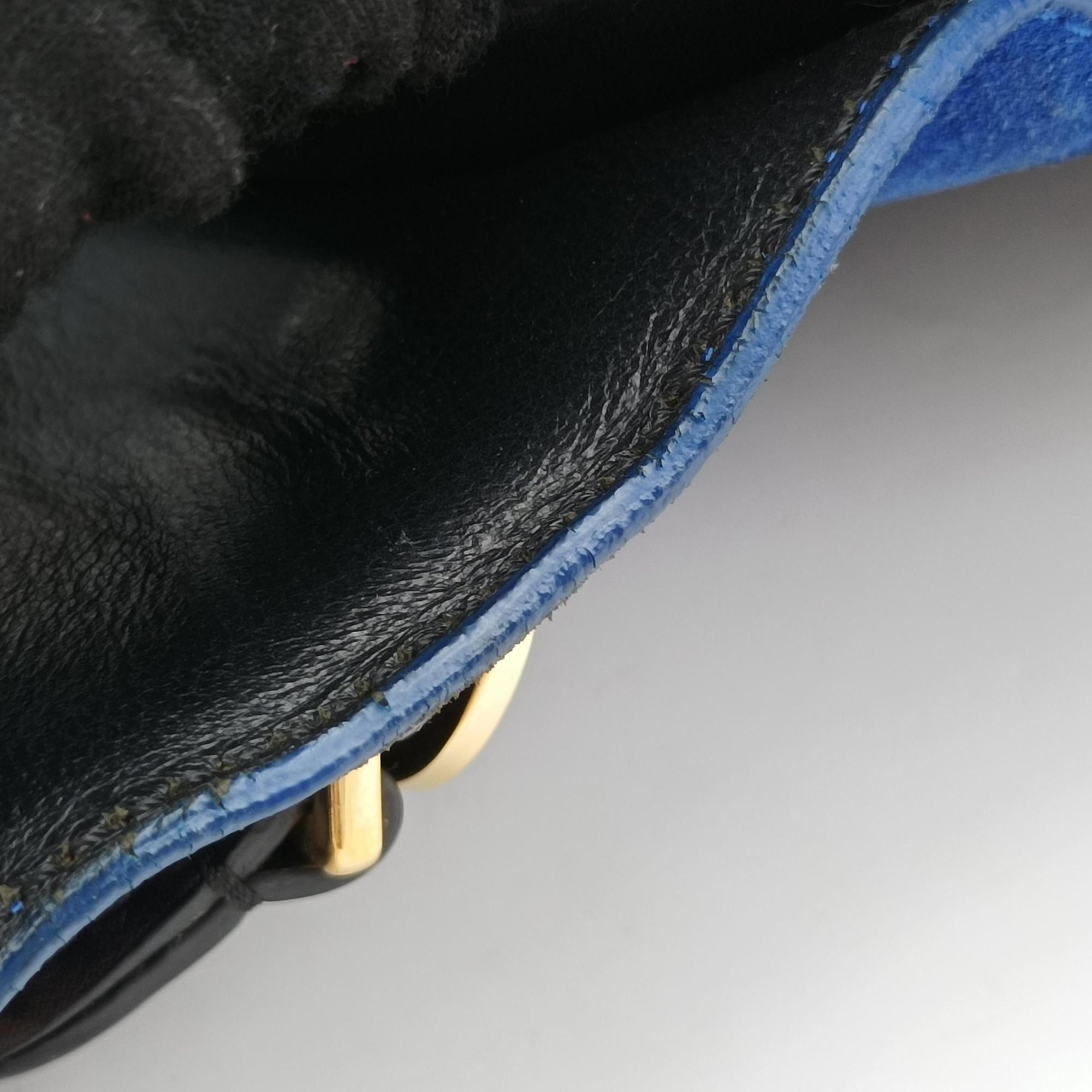 Pre-owned Celine Trapeze Blue ×beige ×Black Suede × leather  shoulderbag | stylenewstar