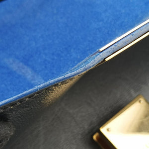 Pre-owned Celine Trapeze Blue ×beige ×Black Suede × leather  shoulderbag | stylenewstar