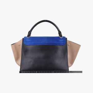 Pre-owned Celine Trapeze Blue ×beige ×Black Suede × leather  shoulderbag | stylenewstar