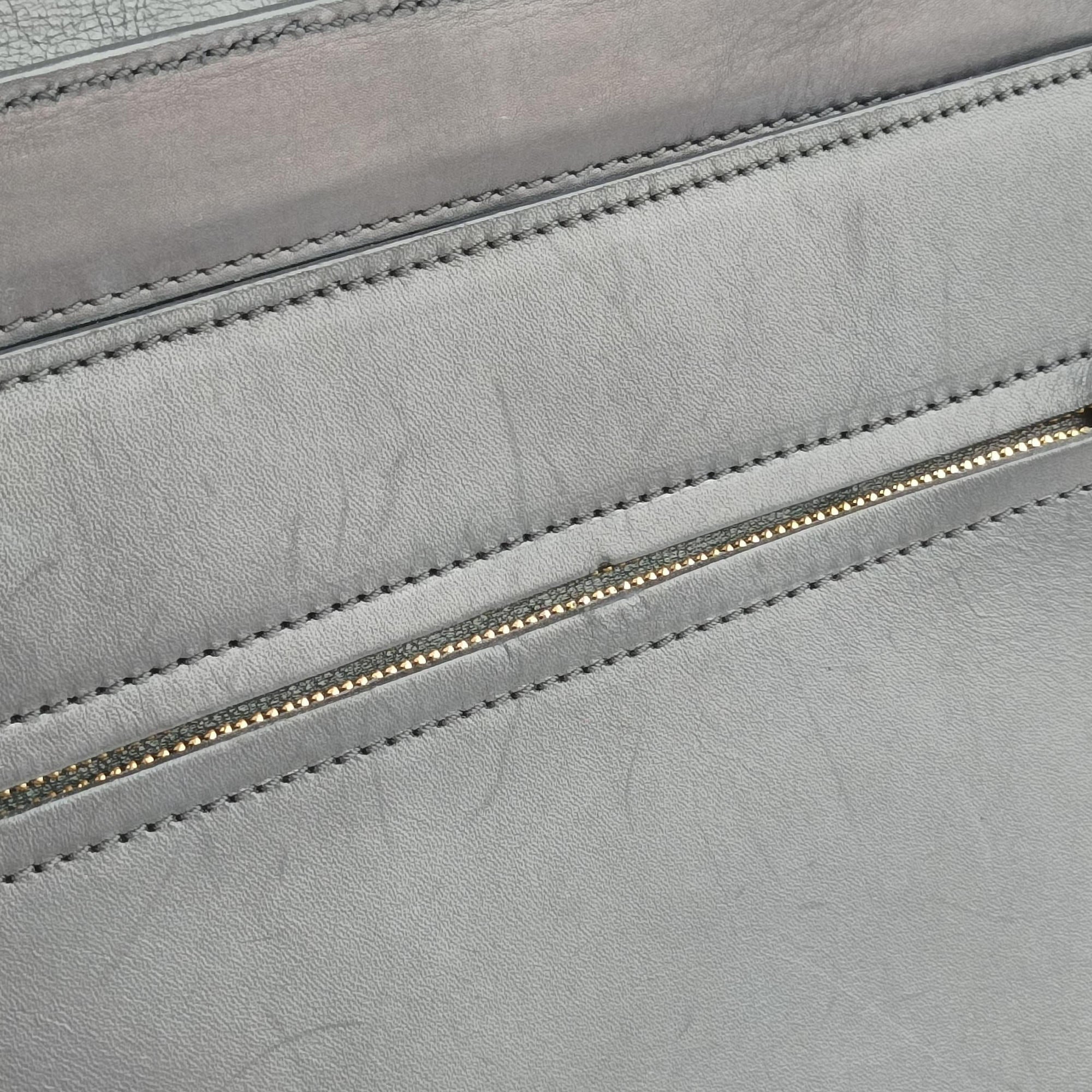 Pre-owned Celine Trapeze Blue ×beige ×Black Suede × leather  shoulderbag | stylenewstar