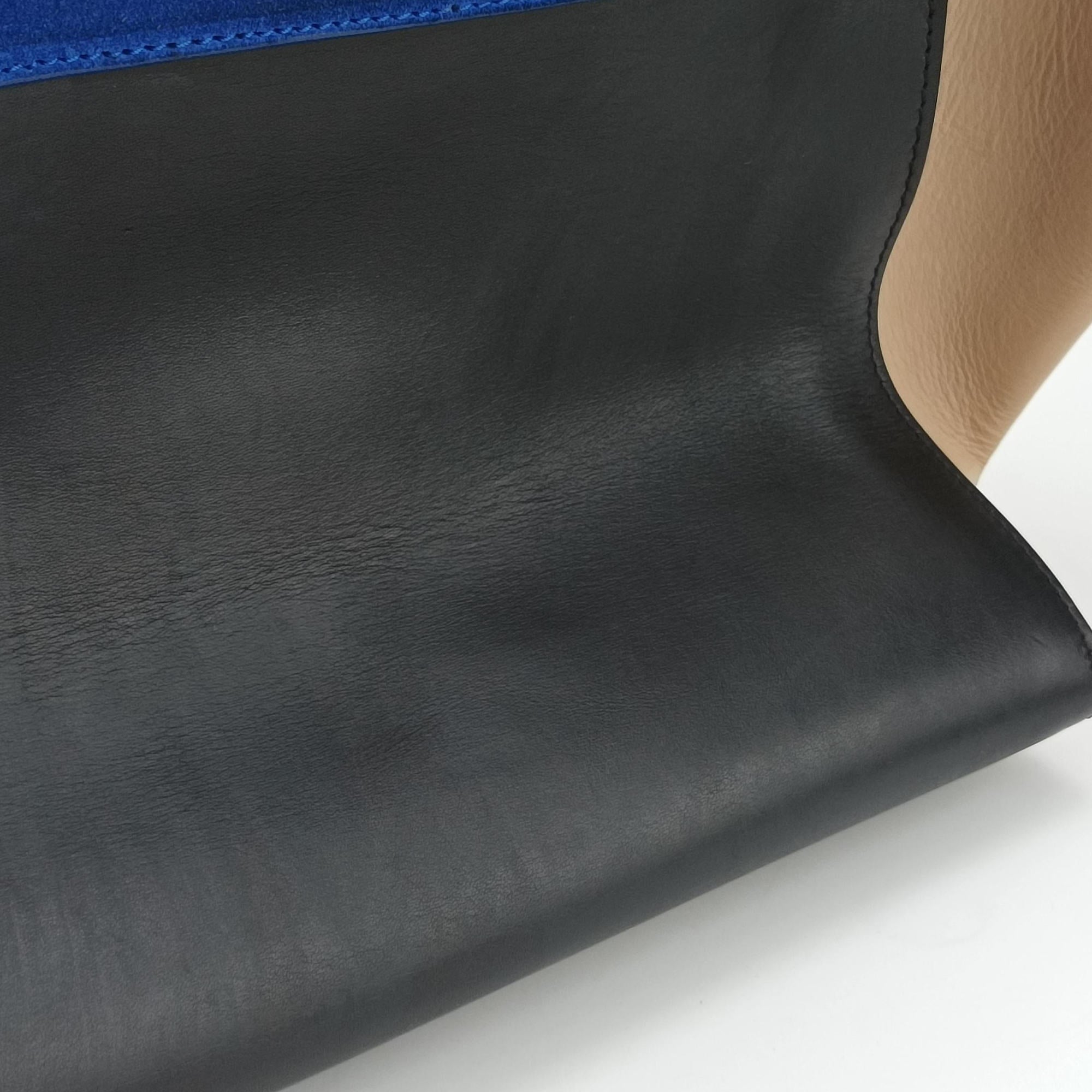 Pre-owned Celine Trapeze Blue ×beige ×Black Suede × leather  shoulderbag | stylenewstar