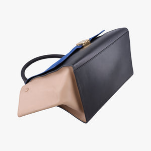 Pre-owned Celine Trapeze Blue ×beige ×Black Suede × leather  shoulderbag | stylenewstar