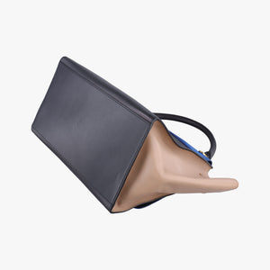 Pre-owned Celine Trapeze Blue ×beige ×Black Suede × leather  shoulderbag | stylenewstar