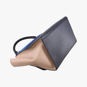 Pre-owned Celine Trapeze Blue ×beige ×Black Suede × leather  shoulderbag | stylenewstar