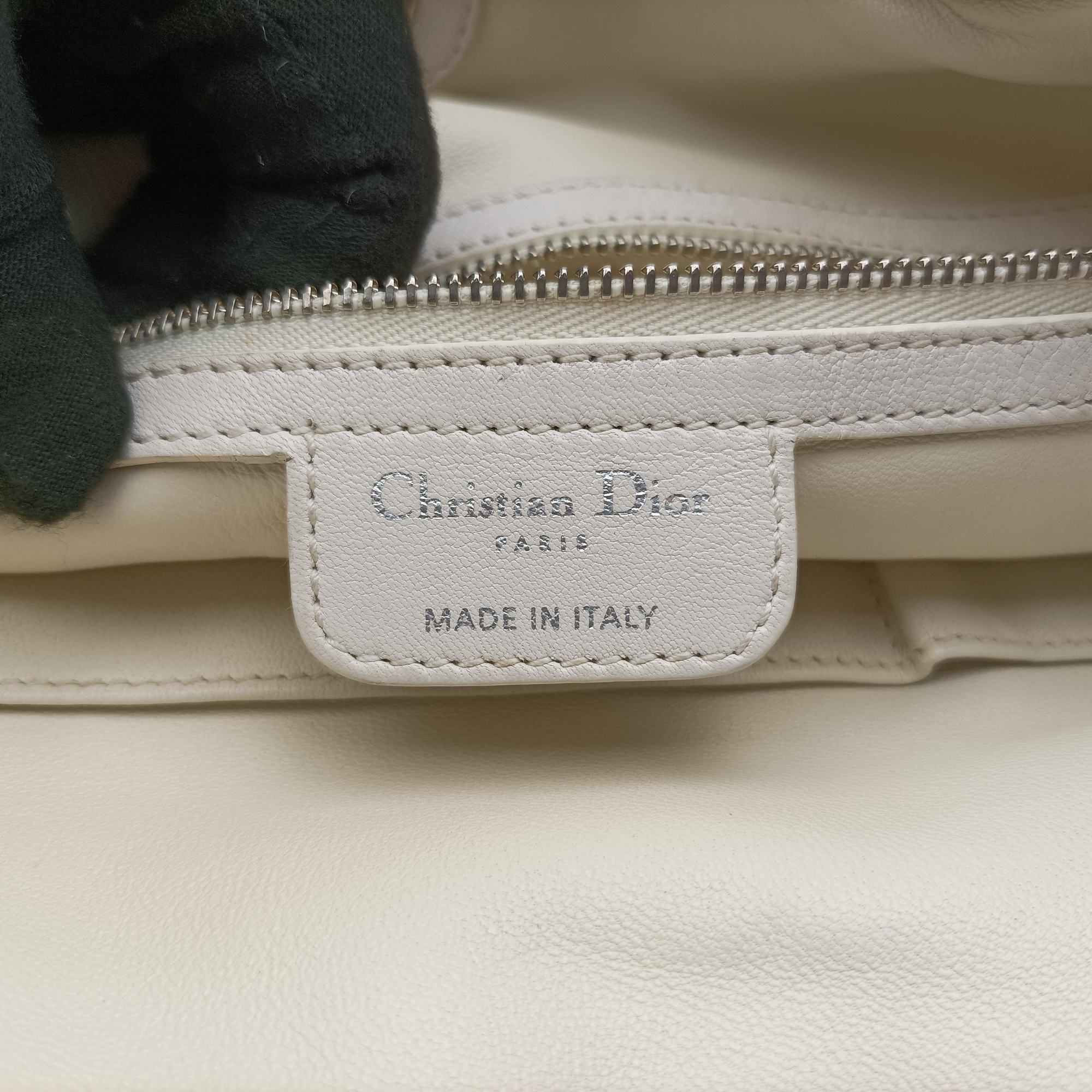 Pre-owned Christian Dior Soft Lady Dior Canage INTRECCIATO Tote White lambskin  handbag | stylenewstar